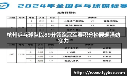 杭州乒乓球队以89分领跑冠军赛积分榜展现强劲实力